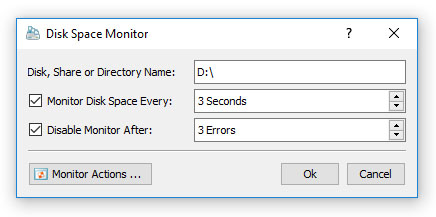 DupScout Server Disk Space Monitor Dialog