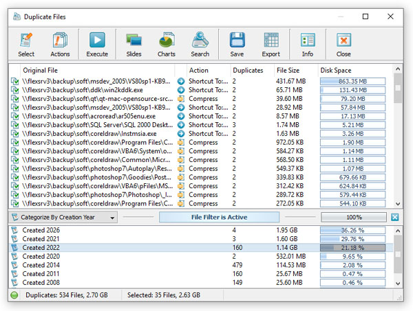 DupScout Duplicate Files Filter Active